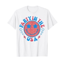 Party in the USA 4th of July Preppy Smile Kids Teen Girls T-Shirt