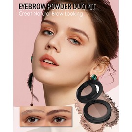 2Colors Eyebrow Powder Kit, Light Dark Brown Tinted Brow Powder Long-Lasting Waterproof Eye Brow Defined Contour Palette,Fill&Sculpt Full Natural Brows Women Eyebrow Makeup with Brow Brush & Razor-05