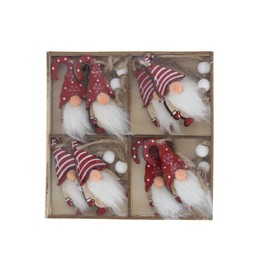 Festive Productions Assorted Wooden Gonks Hanging Christmas Decoration Pack of 8 6cm Red/White Christmas Decoration Gonk Themed Décor Xmas Decoration Perfect for Home Living Room Christmas Trees
