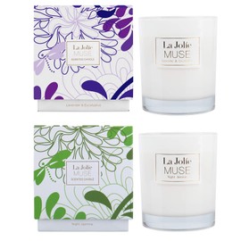 LA JOLIE MUSE Lavender Eucalyptus & Jasmine Scented Candle, Candles Gifts for Women, Aromatherapy Candles, Relaxing Candles for Women Stress Relief, Soy Candle Set, 8.1 oz Each