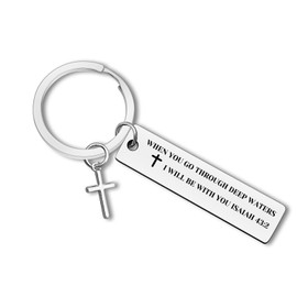 Christian Keyring Inspirational Religious Gifts Bible Verse Keychain Baptism Gifts First Communion Gift Religious Faith Jewelry Encouragement Gifts Christmas Birthday Gift for Daughter Son