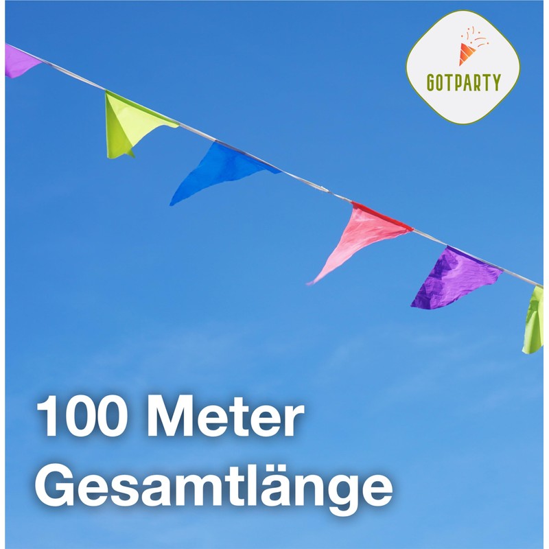 GOTPARTY 5X Bunte 100 Meter Girlande - Innen & Draußen