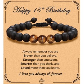 Happy Birthday Bracelets for Men Women Birthday Gifts Bracelet for Teen Boys Teen Girls Adjustable Braided Rope Bracelet for Men (15th Birthday Gifts)