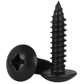 HanTof 125 Pcs Small M3 x 8/10/12/16/20mm Black Truss Head Phillips Wood Screws, Mushroom Head Sheet Metal Screws, Fast Self Tapping Screws for Furniture Cabinet, Type A Point, Hardened Carbon Steel