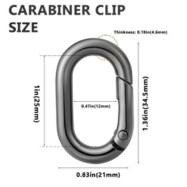 10Pcs Metal Spring Oval Rings Round Carabiner Key Ring Clip for Keychain Buckle, Purse Hardware, DIY Crafts (Gunmetal,1 inch)
