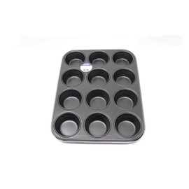 Lets Cook Cookware 12 Hole Muffin Cupcake Tin, British Made with PFOA & BPA Free Non Stick