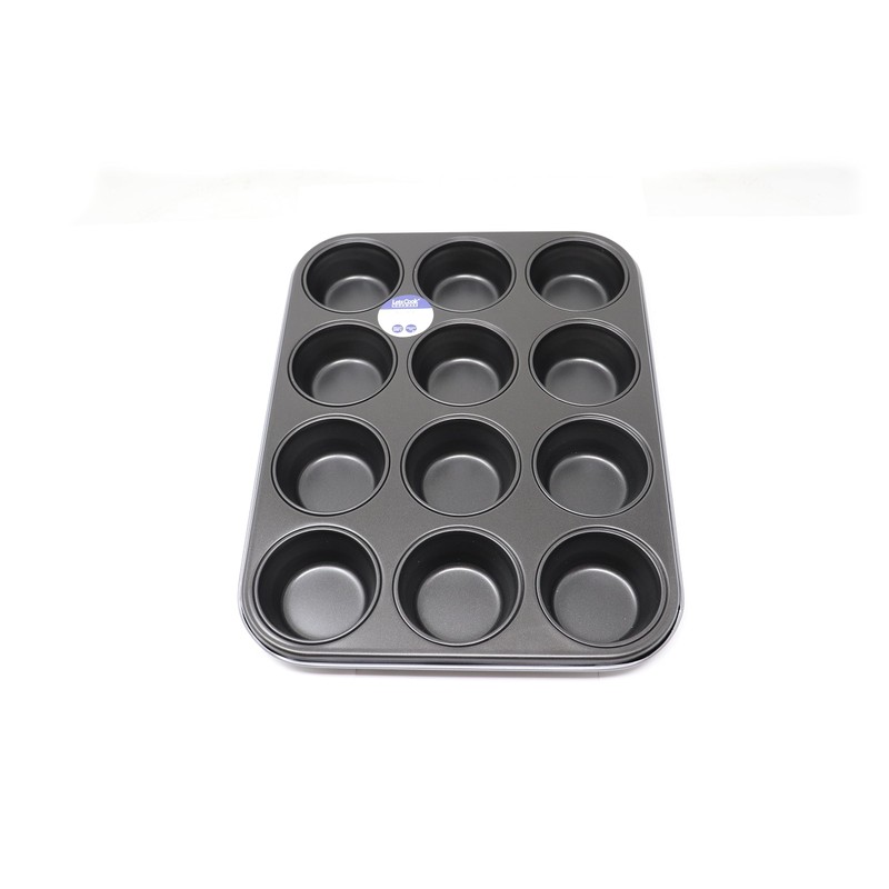 Lets Cook Cookware 12 Hole Muffin Cupcake Tin, British Made
