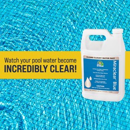 Lo-Chlor Miraclear Blue Pool Clarifier for Swimming Pool - Super Concentrated Unique Polyelectrolyte Formula Keeps Pool Clear, Pool Water Clarifier Works with Inground and Above Ground Pools (128 Oz)