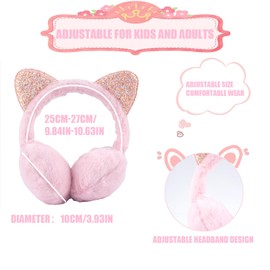 GWAWG Ear Muffs Earmuffs Winter Accessories,Fluffy Plush Adjustable Adults,Skiing Running Cat Ears Covers Protector,Pink Ear Muffs Soft Ear Cover,Earmuffs Winter Ear Warmers For Kids Girls Lady Women