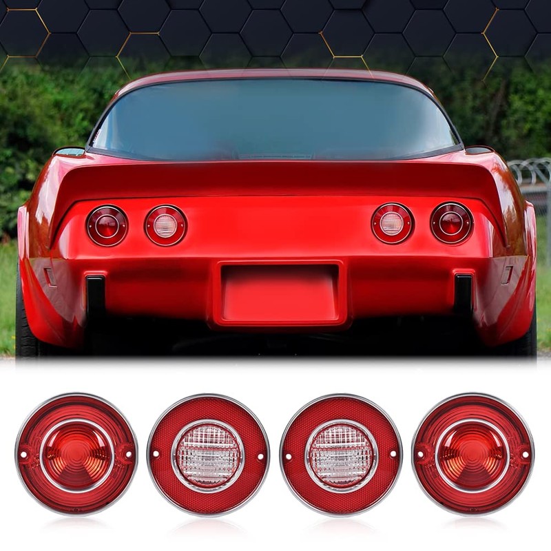PIT66 Tail Lights+ Backup Lights Compatible with Chevy Corvette 1975-1979