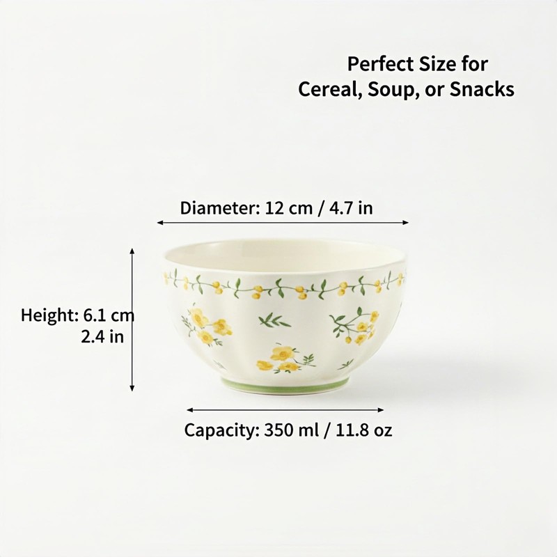 Seyont 4 Pack 11.8oz Cereal Bowls - 4.7 Inch Ceramic