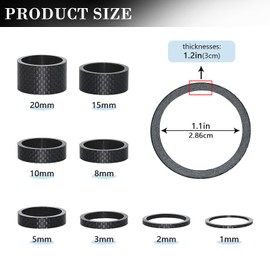 DYTHHN 11Pcs Carbon Fiber Bicycle Stem Headset Spacer Durable Bicycle Front Fork Stem Spacers Mountain Road Lightweight Bike Handlebar Stem Spacers Set