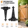 8 Inch Tee Hinges Heavy Duty, 2 Pack Black T-Strap
