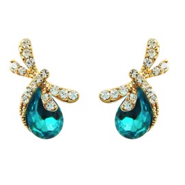 Navachi - arete de tuerca chapados en oro de 18 quilates con forma de pera, multicolor, Cristal Circón Piedra, Circonia cúbica