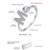 Women's Open Ring with Initial M, Crystal M Silver Letter