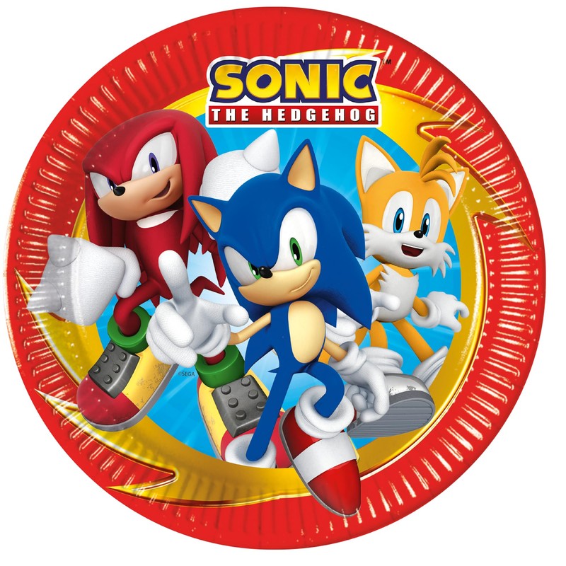 Procos - Decorazione per compleanno Sonic, 52 pezzi, piatti, bicchieri