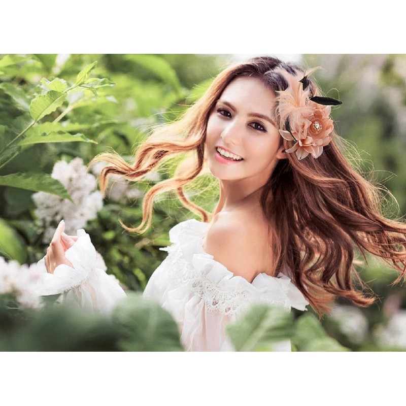 [aloala] [アロアーラ] コサージュ 髪飾り 頭 ヘアアクセサリー 2way ラインストーン 羽根 付き