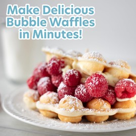 Bubble Waffle Maker - Electric Non stick Hong Kong Egg Waffler Iron Griddle w/Ready Indicator Light - Ready in under 5 Minutes- Free Recipe Guide Included, Make Delicious Waffle Ice Cream Cones, Gift