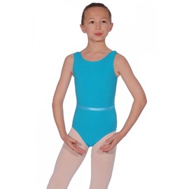 Roch Valley Dance Leotard & Belt CJune Cotton/Lycra Ballet RAD Exam Aqua (Marine Blue) Age 9-10 (134-140cm) Size 2