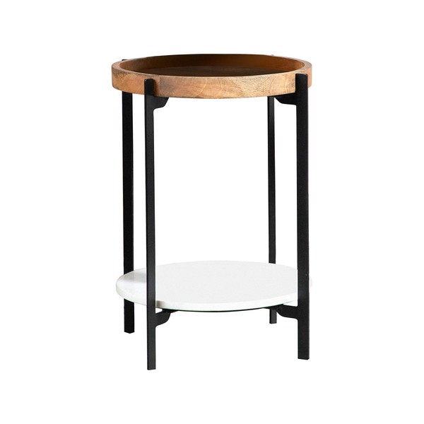 Coaster Furniture Round Marble Shelf Natural and Black Accent Table