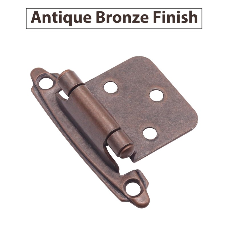 SHUTTLE GENIUS 1/2 Inch Overlay Cabinet Hinges, Antique Copper, 50