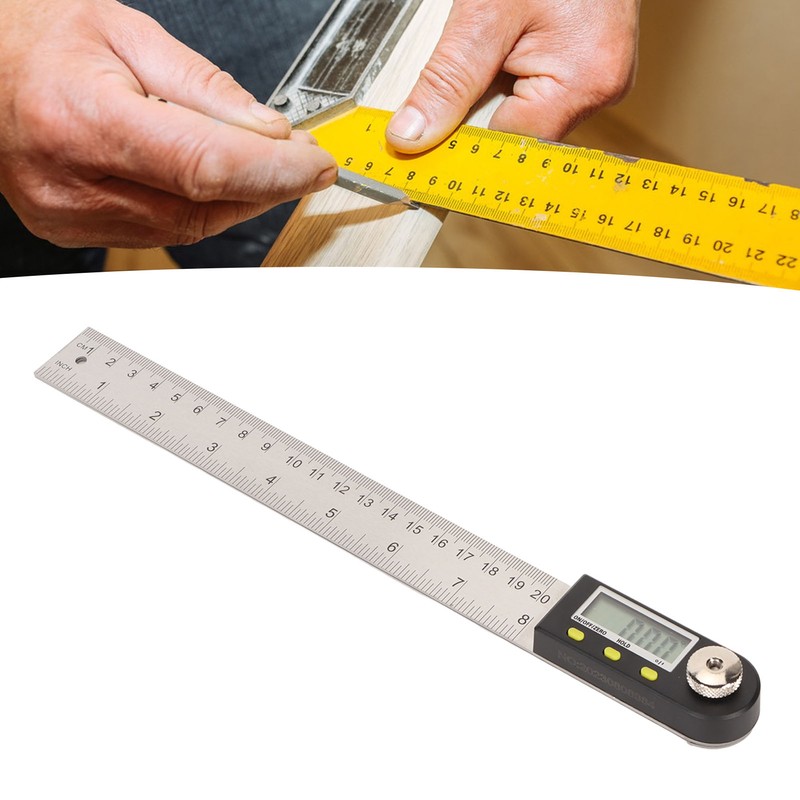 Digital Angle Ruler 200mm 0 to 360 Degree Stainless Steel