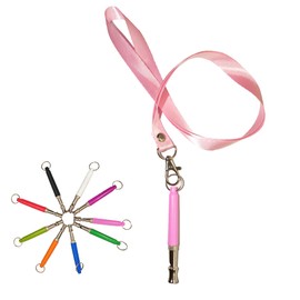 Professional Dog Training Whistle with Lanyard, 3 Adjustable Levels, Ultrasonic Anti-Barking Tool (Pink)