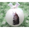 C011 Hand-made Christmas Ornament cat kitten - Tiger Tabby sitting