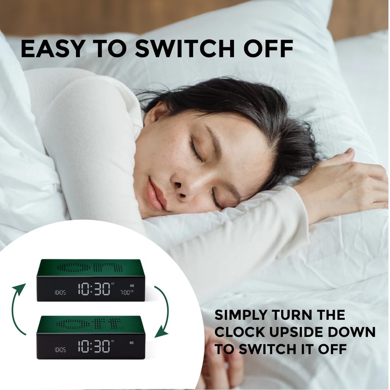 LEXON Flip Premium LCD Alarm Clock, Black, USB-Type C Charging,
