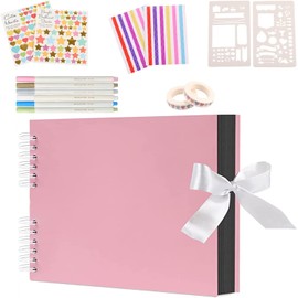 Álbum de fotos para álbum de recortes, Álbum de fotos de viaje, 80 páginas, Kit de álbum de recortes hecho a mano con pegatinas y bolígrafos para boda, graduación, aniversario, baby shower (Rosa)