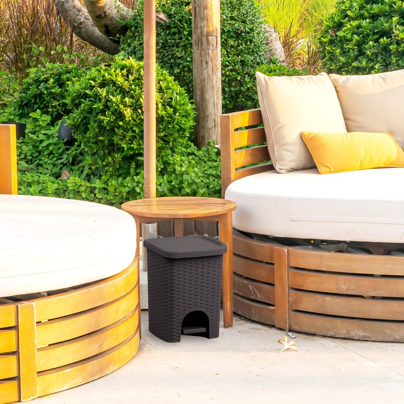 Superio 2-Pack 6L Step Pedal Trash Can - Wicker Design,