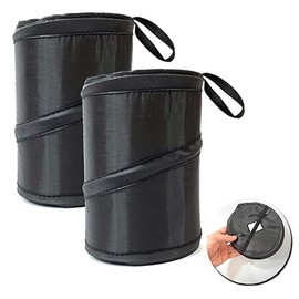 LALOCAPEYO Car Trash Can, Portable Garbage Bin, Collapsible Pop-up Water Proof Bag, Waste Basket Bin, Rubbish Bin (2 Pack, Black)