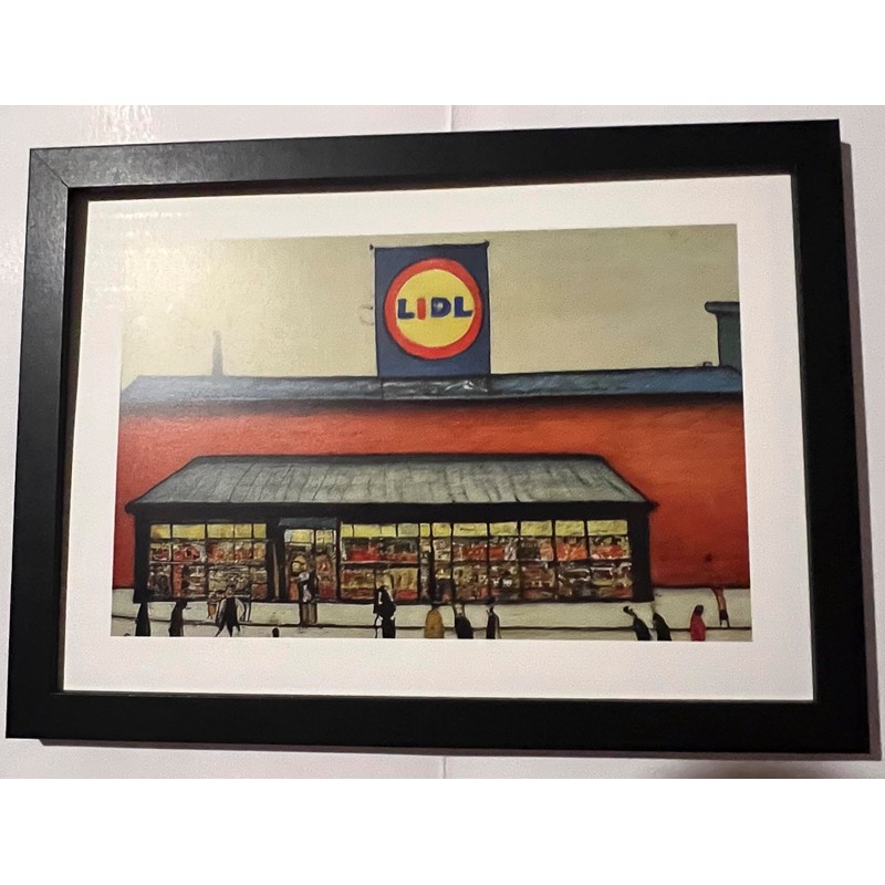 Lowry-Style Framed Print. Beautiful Black Ash Frame (Lowry, LS Lidl)