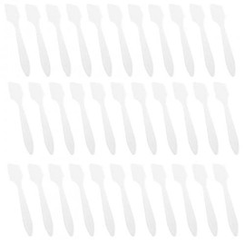 Dokpav 100PCS Disposable Cosmetic Mask Spoon, Plastic Mini Cosmetic Spatula Scoop, Facial Cream Face Mask Spatulas, Makeup Frosted Tip Spatula, Facial Mask Stick, Mask Spatula for Mixing and Sampling