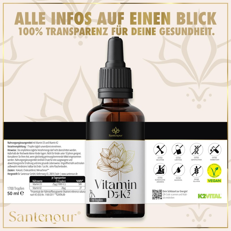 Vitamin D3 + K2 Drops - 50 ml - 25