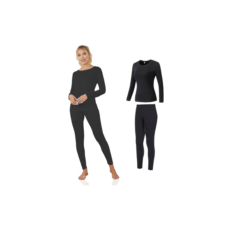Channo Set Termico Donna Morbido Leggero Caldo e Traspirante Nero
