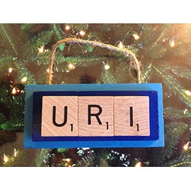 URI University of Rhode Island Christmas Ornament Letters Tiles Handmade