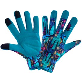 IYICLOTH Gardening Gloves for Women, Printed Touchscreen Garden Gloves with Grip, Thorn-Proof Puncture-Resistant Work Gloves