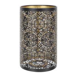 OSALADI Hollow Lampshade Black Metal Lamp Shade Pendant Light Cover Floor Drum Lampshade Cylinder Shade for Home Kitchen Bedroom, 12 * 12 * 20CM