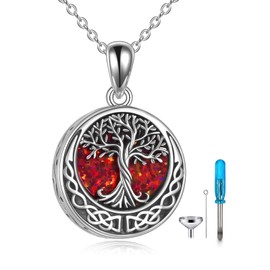 ONEFINITY Tree of Life Urn Necklaces for Ashes Sterling Silver Celtic Tree of Life Cremation Jewellery Memory Jewellery Ash for Women Men, Sterling Silver, No Gemstone