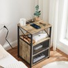 VECELO Dust Grey End Table with USB Ports and Outlets,24