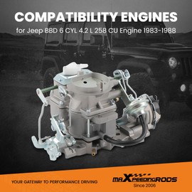 maXpeedingrods 2-Barrel Carburetor for Jeep BBD 6 CYL 4.2L 258CU Engine Automatic Choke 1983-1988 for Jeep CJ7 CJ5 Wagoneer Carb