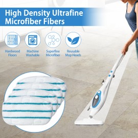 Steam Mop Pads Compatible with PurSteam ThermaPro 10-in-1 and ThermaPro 211 Steam Mop Cleaner Microfiber Pur steam Mop Replacement Pads (Red White, 8)