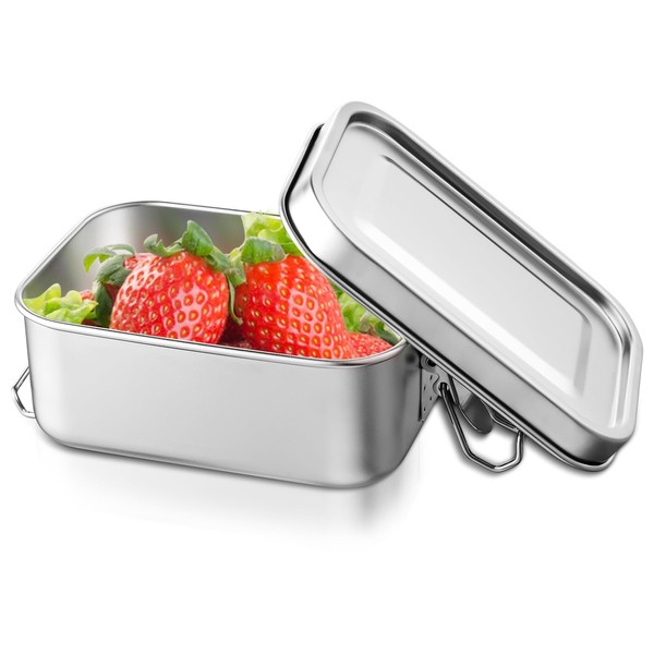 TeamFar Stainless Steel Bento Box, 18.6oz/550ML Metal Small Bento Lunch