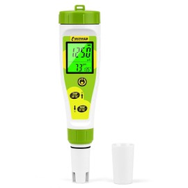 UIUZMAR pH and EC Meter Grow, PPM and pH Meter for Water Hydroponics Nutrients, Measuring PH, PPM, Conductivity, Temperature, DWC, 4-in-1 Digital pH and EC PPM Water Tester for Pool