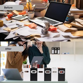 Aosric Collapsible File Organizer Box with Handle – Cardboard Hanging File Folder Storage Crate for Desk, Office, School, or Home – Colorful Portable Filing Box, Document Organizer, Magazine Holder