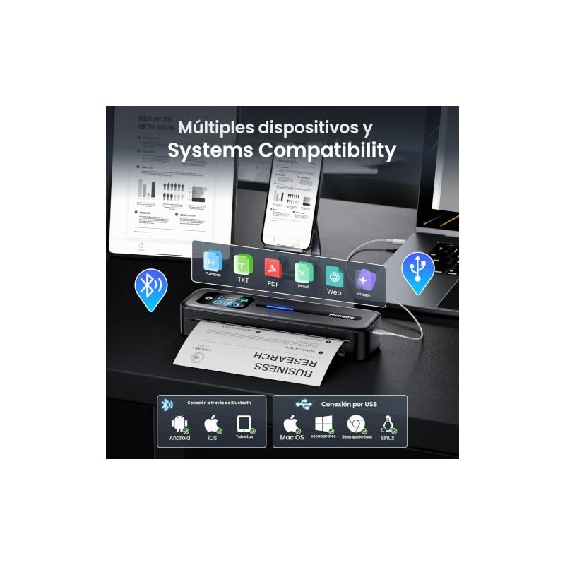 Phomemo Impresora Porttil Con Pantalla Tctil, Mini Impresora Porttil sin