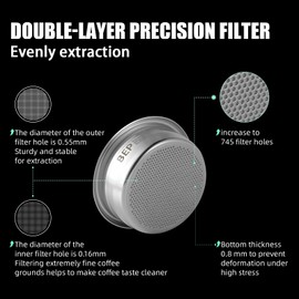 MHW-3BOMBER 51mm Espresso Filter Basket, 12g Double-layer Stainless Steel High Precision Extraction Portafilter Basket Filter Fits Most 51mm Portafilter/Tamper, Ridged, FB5619-OS