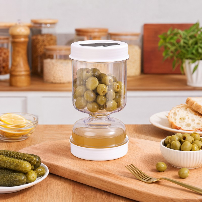 Pickle Strainer Jar for Easy Serving – 34 oz Flip-to-Separate