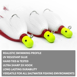 Gulfstream Lures Flair Hawk Fishing Lure - Pack of 3 Fishing Lures for Saltwater - 3/4 Ounce Snook Jig for Snook, Cobia, Tarpon, Redfish, Grouper, Snapper